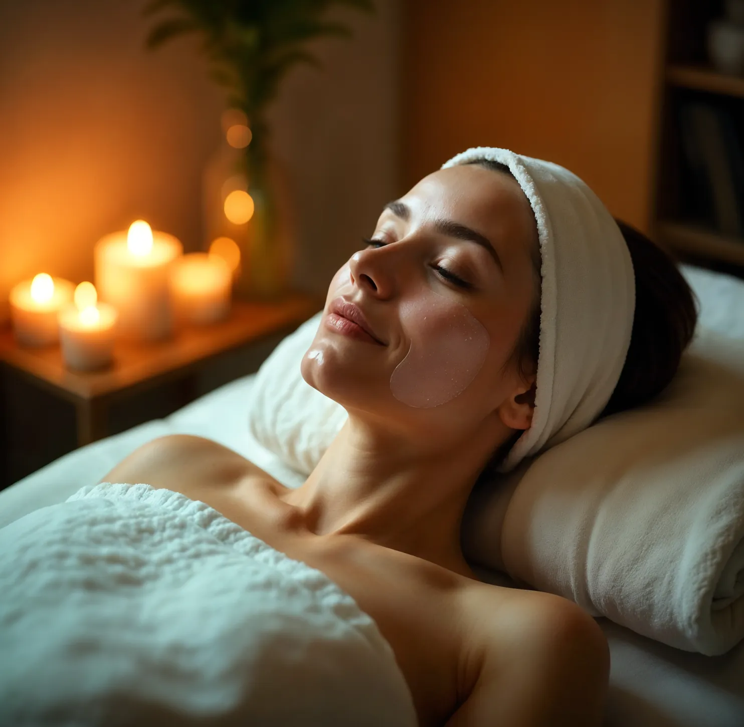 Frau die eine
      Gesichtsbehandlung mit einer Maske genießt